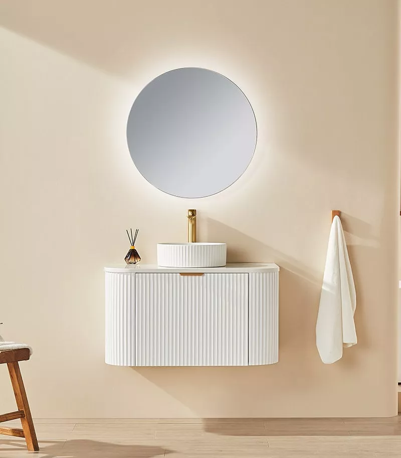 CETO AVOLON 740mm/890mm Matt White Wall Hung Vanity Cabinet Frontview