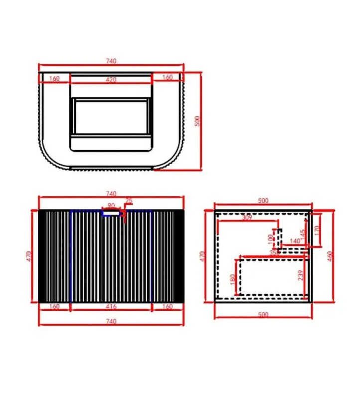 CETO AVOLON 740mm Wall Hung Vanity Cabinet Specification