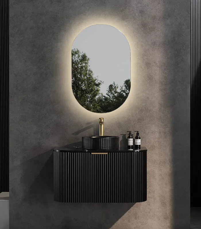 CETO AVOLON 890mm Matt Black Wall Hung Vanity Cabinet Frontview
