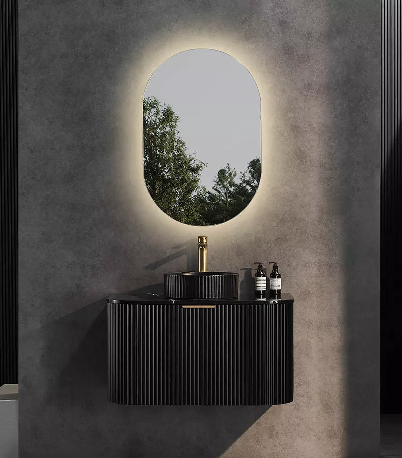 CETO AVOLON 890mm Matt Black Wall Hung Vanity Cabinet Frontview