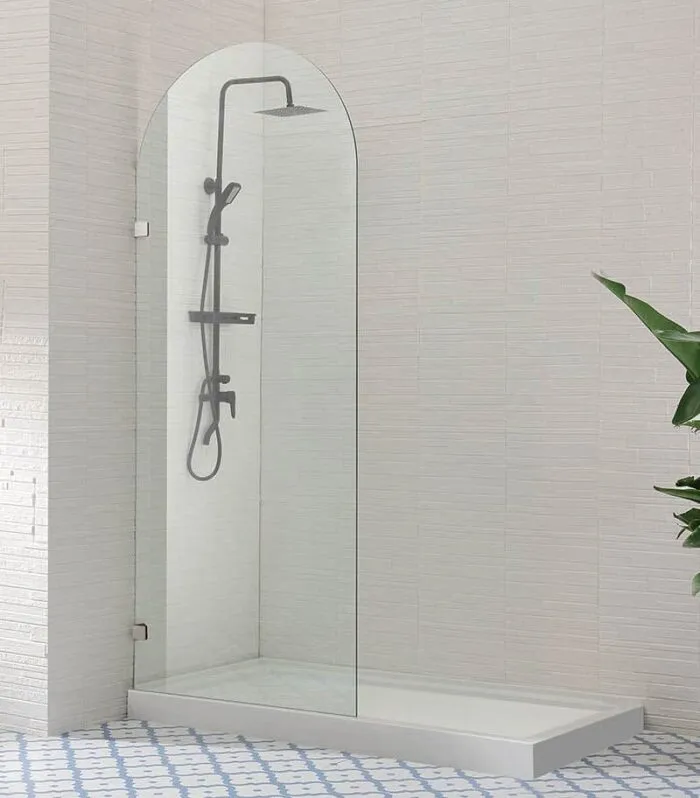 Chrome Arch Frameless Single Shower Screen Panel