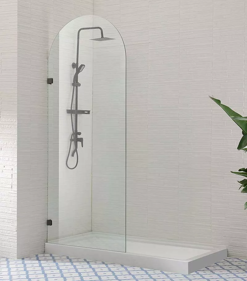 Gunmetal Grey Arch Frameless Single Shower Screen Panel
