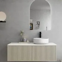 Bellevue Groove 1190mm Narrow Wall Hung Vanity Cabinet - Coastal Oak Bellevue Groove 1190mm Narrow Wall Hung Vanity Cabinet - Coastal Oak