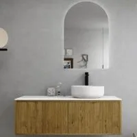 Bellevue Groove 1190mm Narrow Wall Hung Vanity Cabinet - Prime Oak Bellevue Groove 1190mm Narrow Wall Hung Vanity Cabinet - Prime Oak