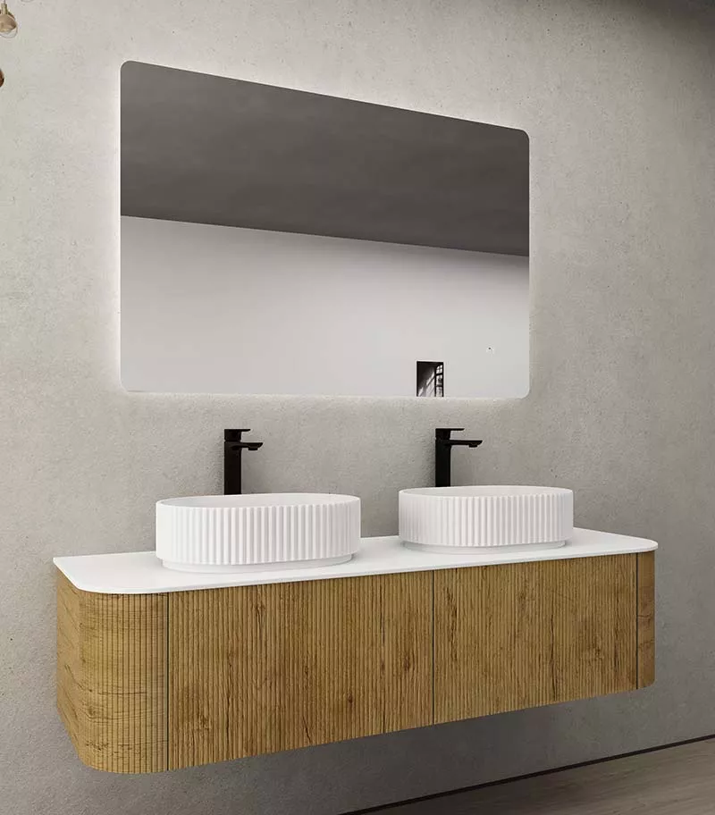 CETO Bronte 1488mm Prime Oak Wall Hung Vanity Cabinet Sideview