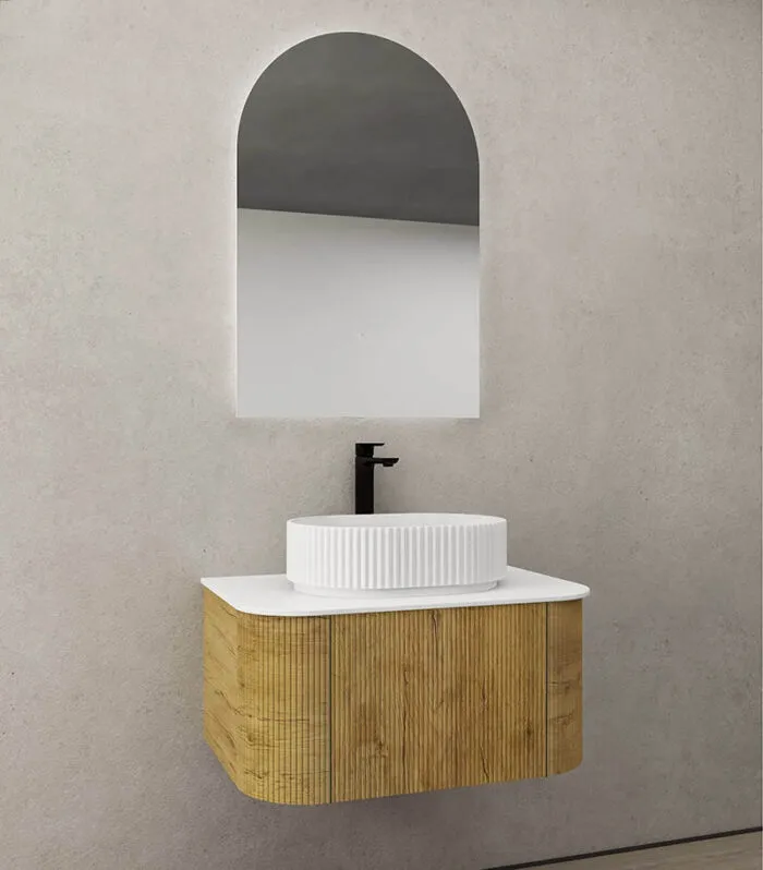 CETO Bronte 740mm Prime Oak Wall Hung Vanity Cabinet Sideview