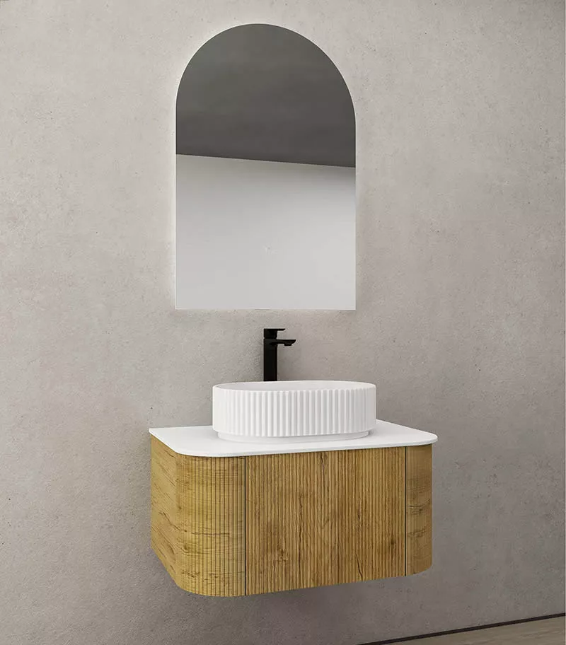 CETO Bronte 740mm Prime Oak Wall Hung Vanity Cabinet Sideview