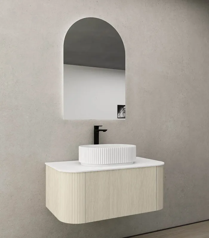 CETO Bronte 890mm Coastal Oak Wall Hung Vanity Cabinet Sideview