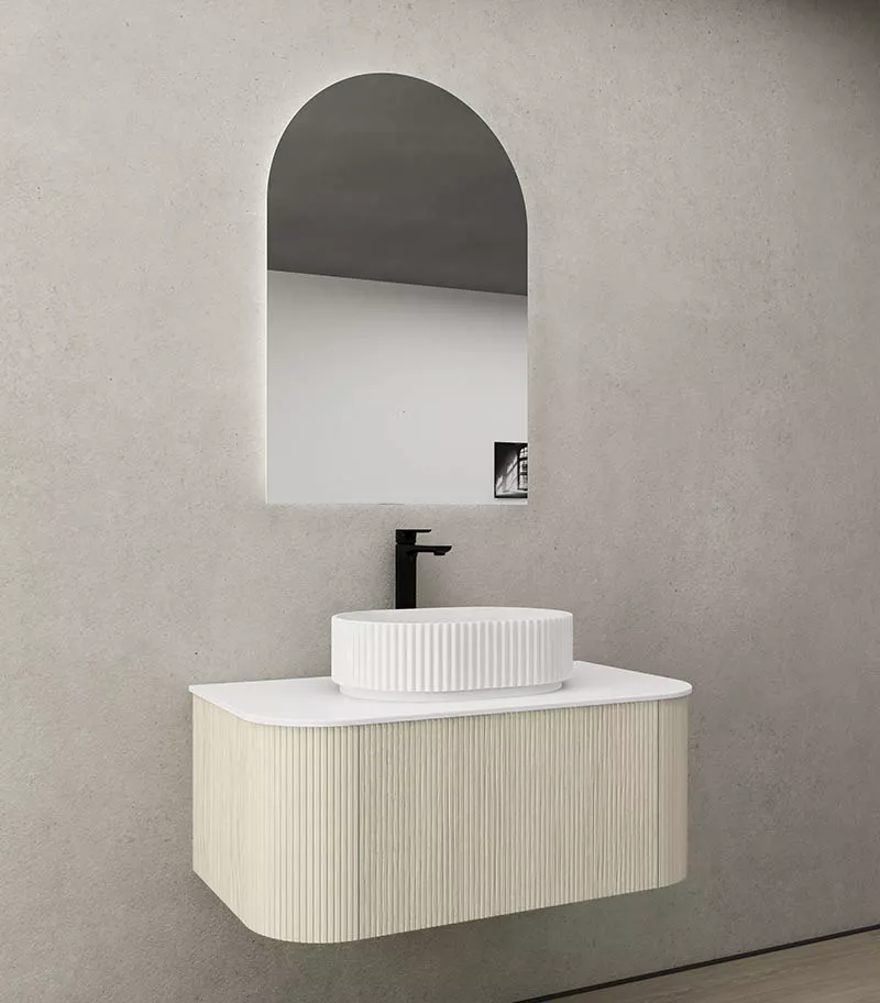 CETO Bronte 890mm Coastal Oak Wall Hung Vanity Cabinet Sideview