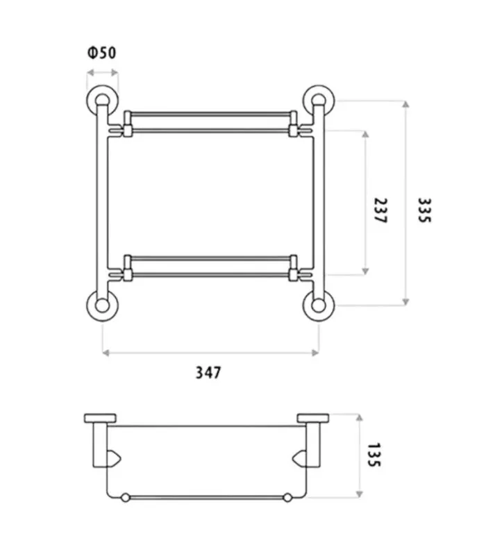 Loui Double Shower Glass Shelf - Specification