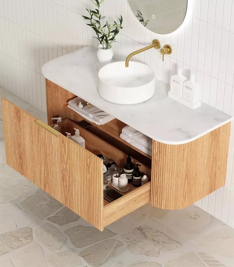 Bondi Woodland Oak 1200mm Plywood Wall Hung Vanity Interior