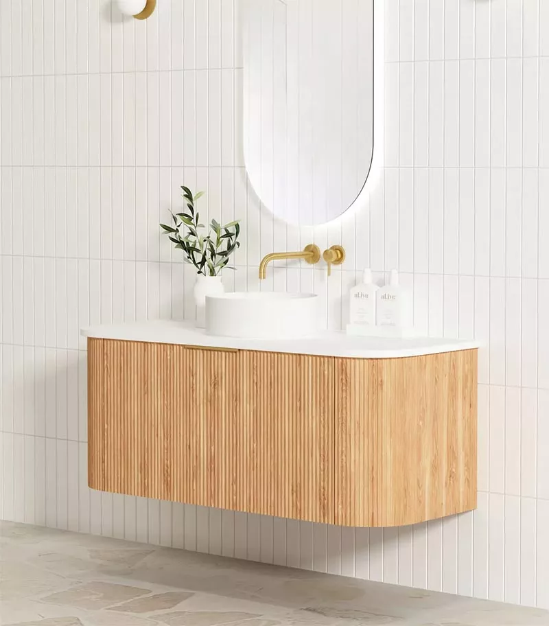 Bondi Woodland Oak 1200mm Plywood Wall Hung Vanity Sideview
