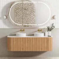 Bondi Woodland Oak 1500mm Double Bowls Plywood Wall Hung Vanity Bondi Woodland Oak 1500mm Double Bowls Plywood Wall Hung Vanity
