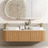 Bondi Woodland Oak 1800mm Double Bowls Plywood Wall Hung Vanity Bondi Woodland Oak 1800mm Double Bowls Plywood Wall Hung Vanity