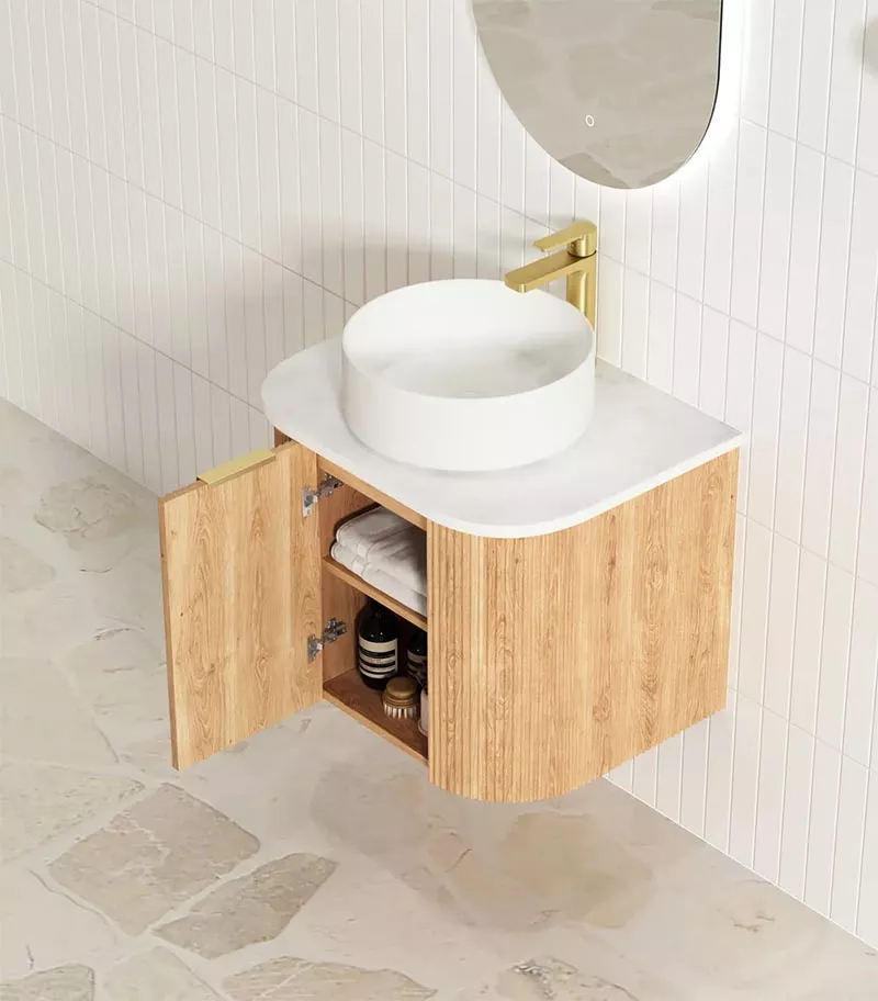 Bondi Woodland Oak 600mm Plywood Wall Hung Vanity Interior