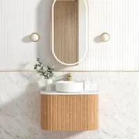Bondi Woodland Oak 750mm Plywood Wall Hung Vanity With Background Bondi Woodland Oak 750mm Plywood Wall Hung Vanity With Background
