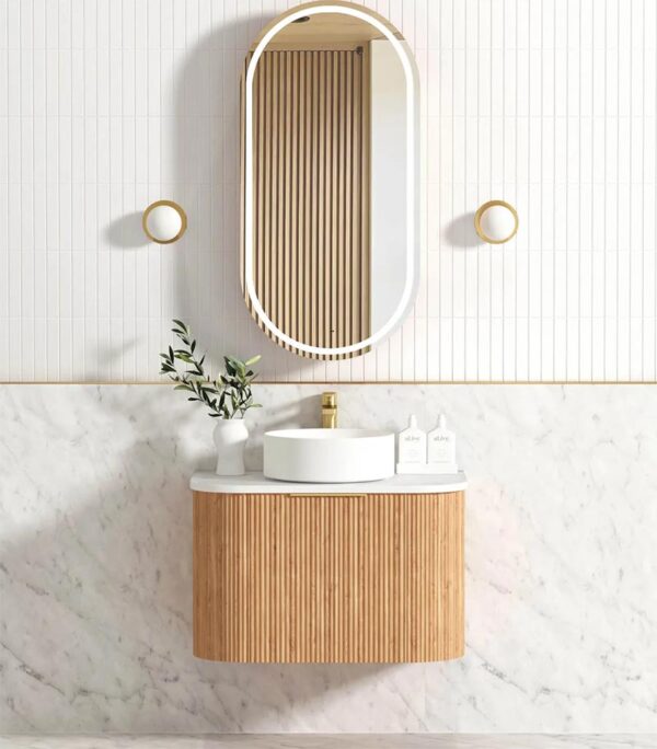 Bondi Woodland Oak 750mm Plywood Wall Hung Vanity With Background