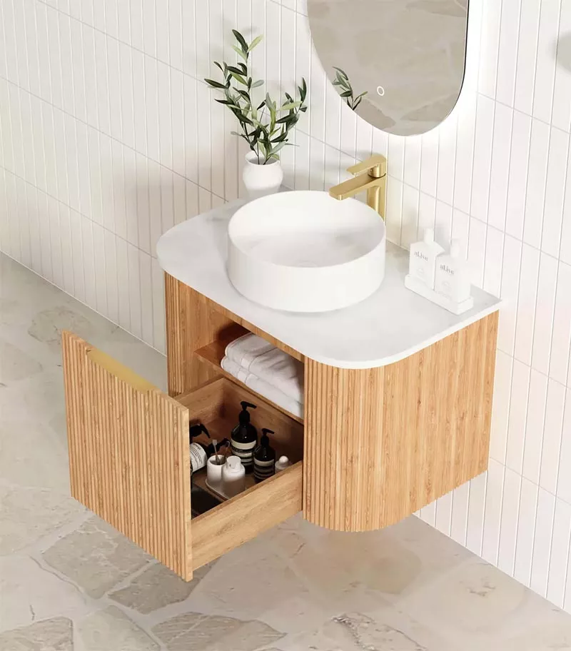 Bondi Woodland Oak 750mm Plywood Wall Hung Vanity Interior