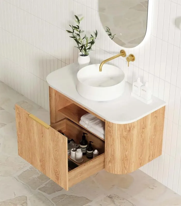 Bondi Woodland Oak 900mm Plywood Wall Hung Vanity Interior