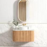 Bondi Woodland Oak 900mm Plywood Wall Hung Vanity Frontview Bondi Woodland Oak 900mm Plywood Wall Hung Vanity Frontview