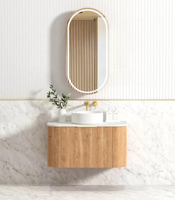 Bondi Woodland Oak 900mm Plywood Wall Hung Vanity Frontview