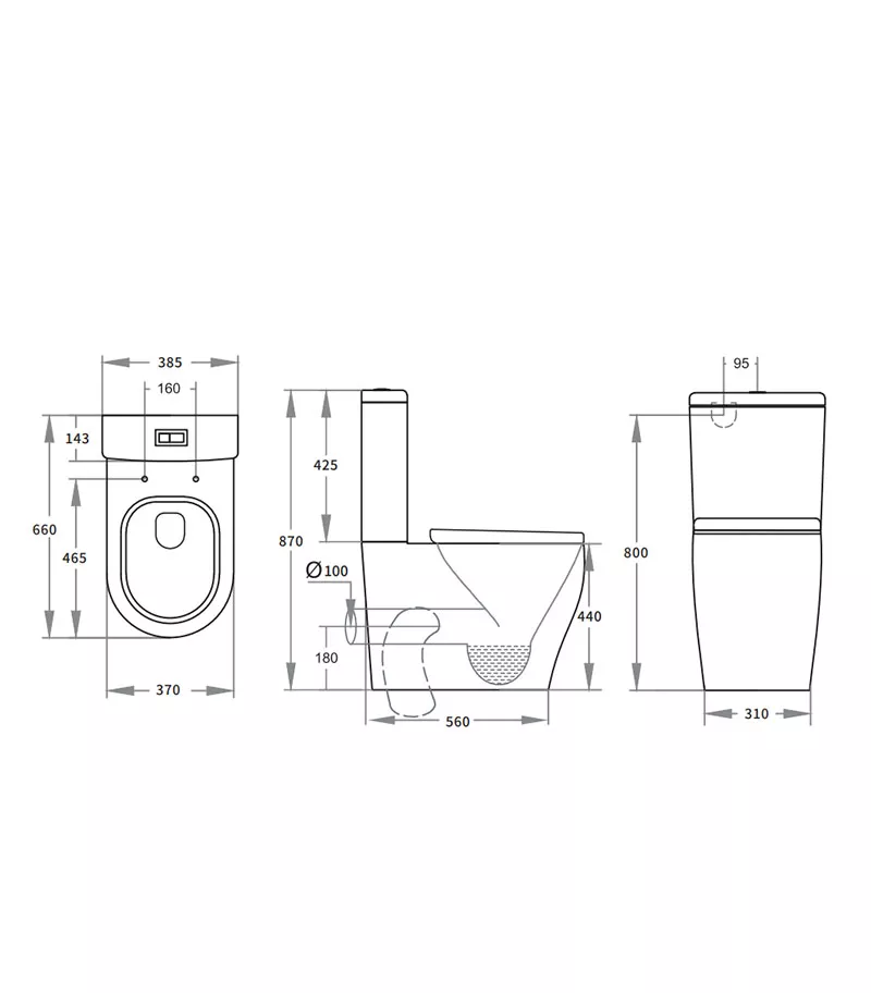 Reno 028 Rimless & Tornado Wall Faced Universal Toilet Suite Specification