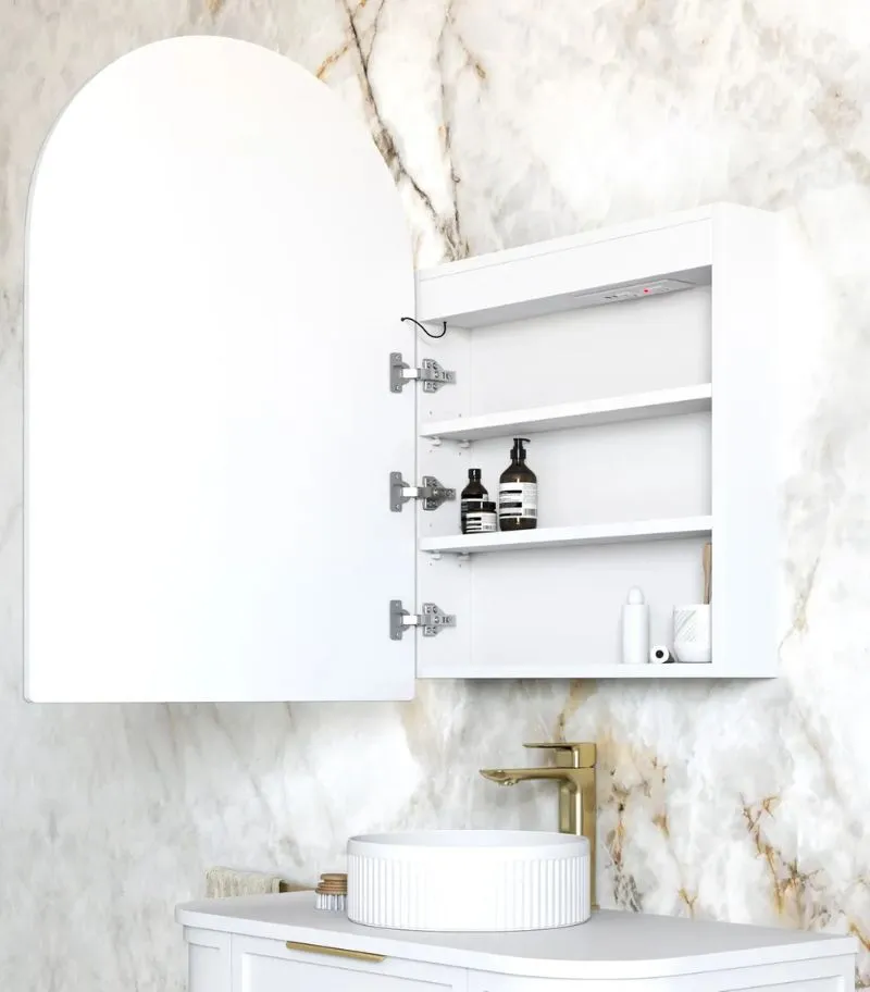 Archie LED 600x900mm Shaving Cabinet Matte White Interior
