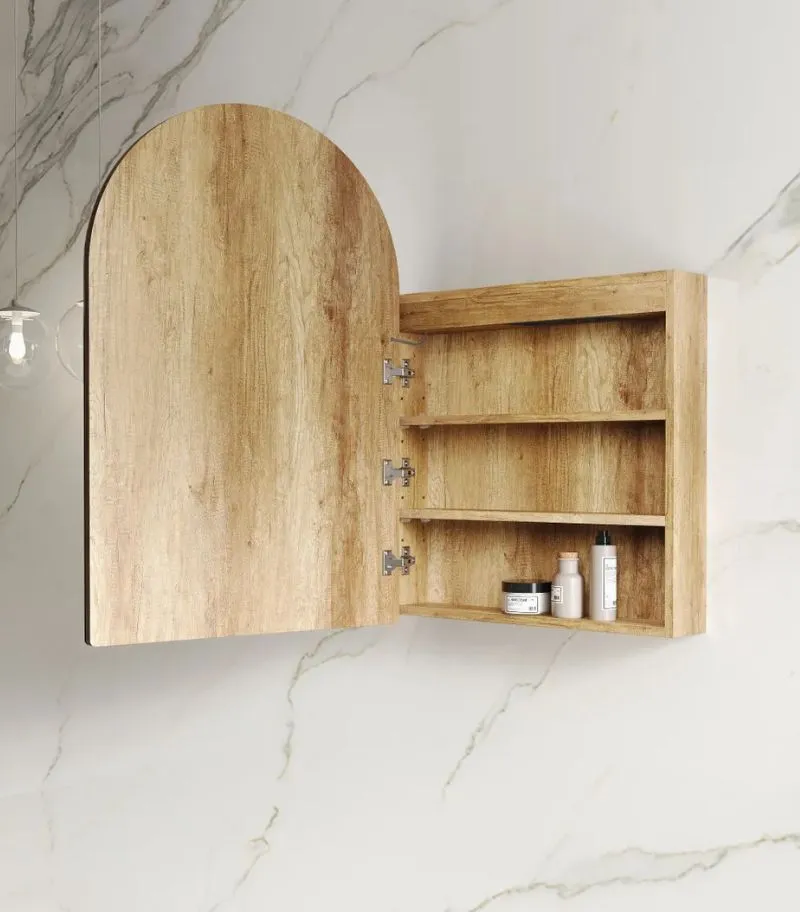 Archie LED 600x900mm Shaving Cabinet Natural Oak Interior