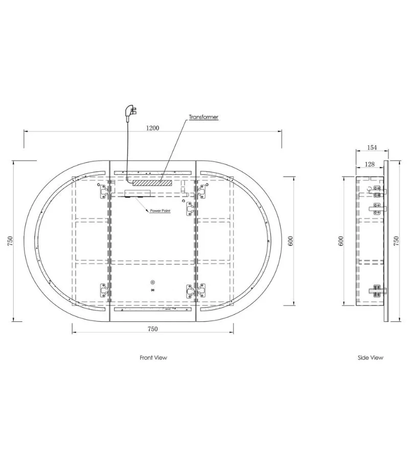 Bondi LED 1200X750mm Shaving Cabinet Specification