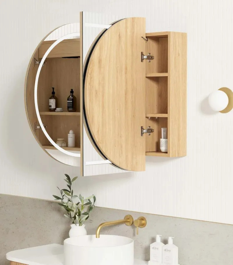 Bondi LED Shaving Cabinet - Natural Oak Interior