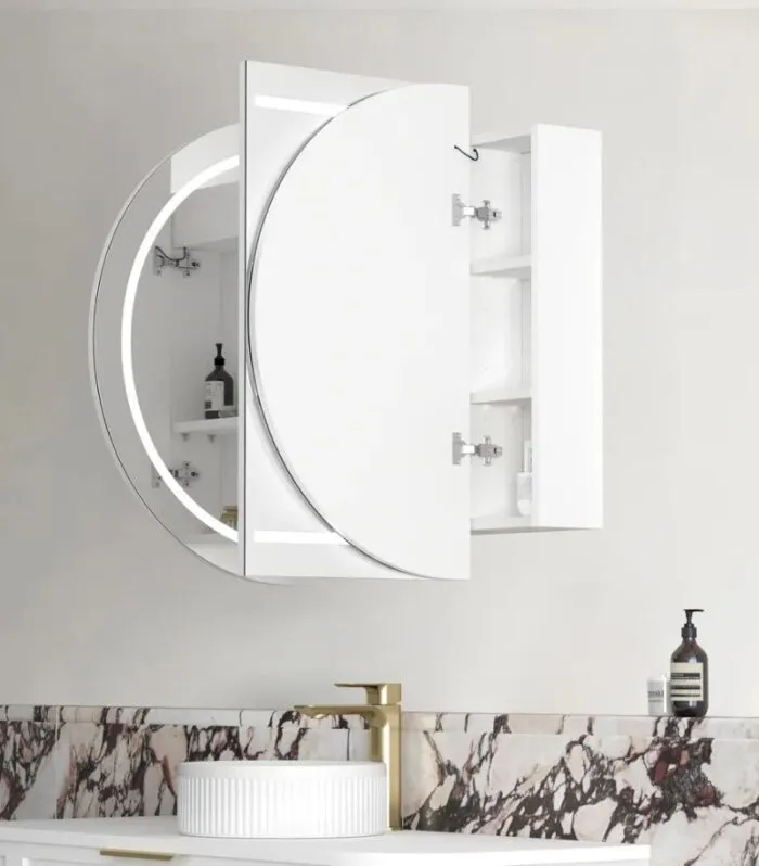 Bondi LED Shaving Cabinet - Matte White Interior Right Side Open