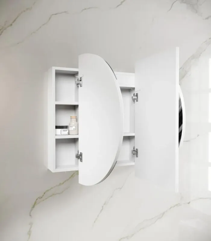 Bondi LED Shaving Cabinet - Matte White Interior Left Side Open