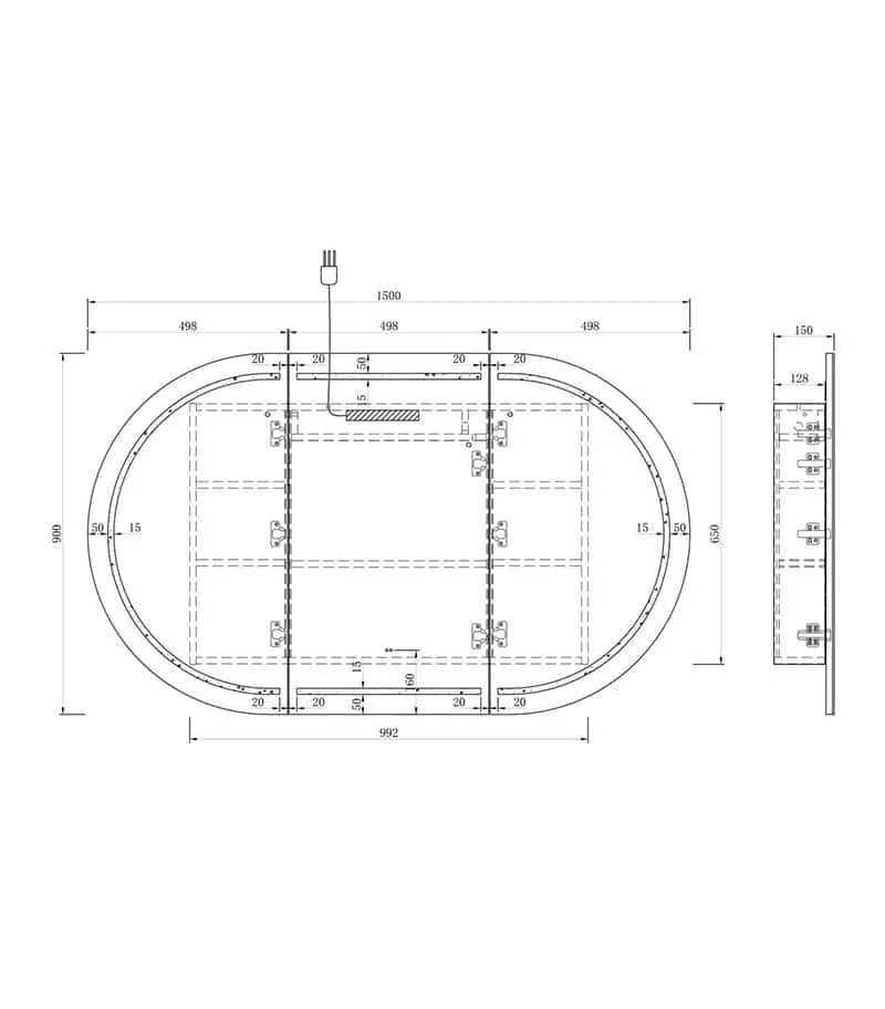 LED Bondi 1500mm Shaving Cabinet Specification