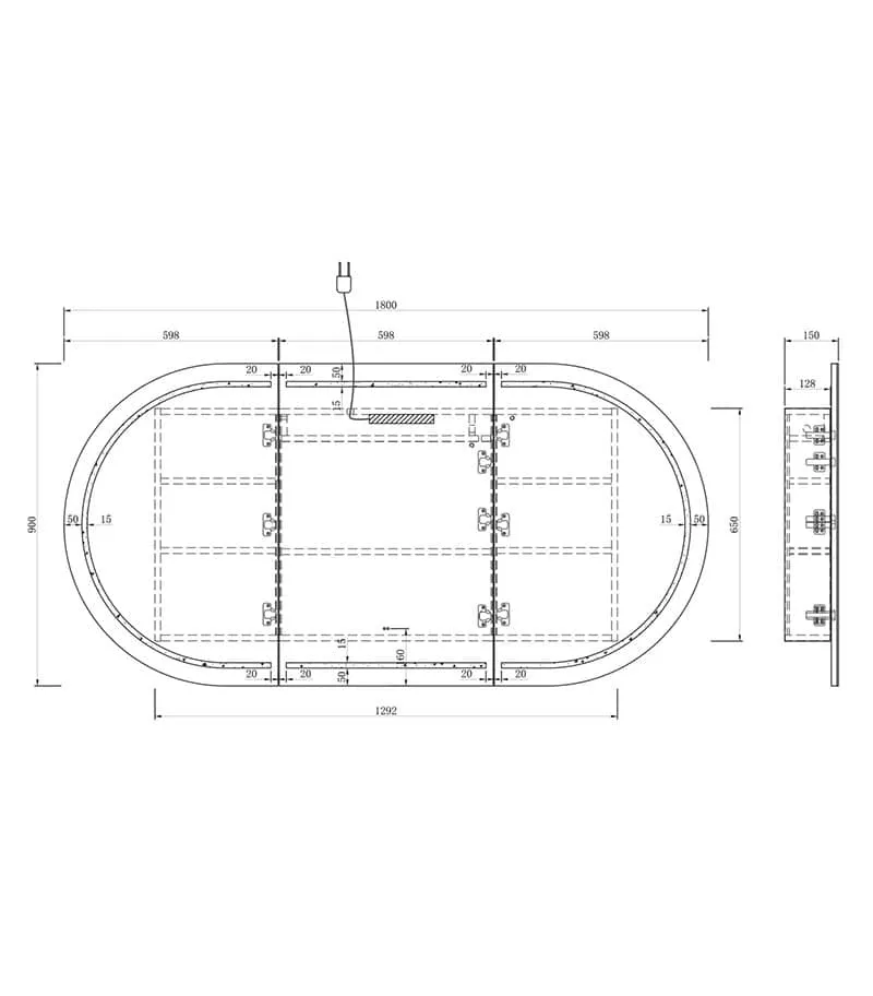 LED Bondi 1800mm Shaving Cabinet Specification