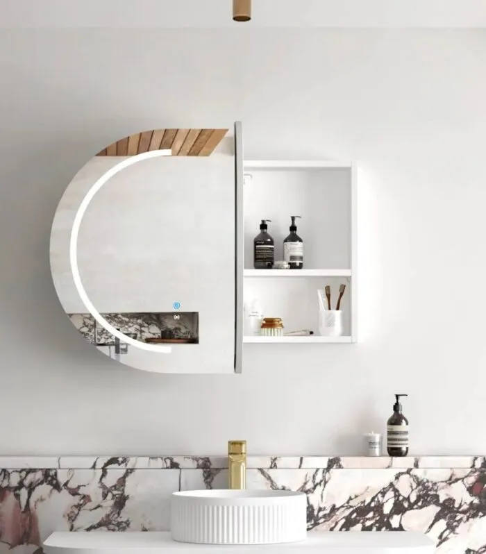 Bondi LED 900x600mm Shaving Cabinet - Matte White Interior