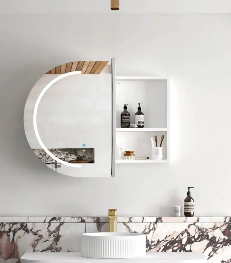 Bondi LED 900x600mm Shaving Cabinet - Matte White Interior