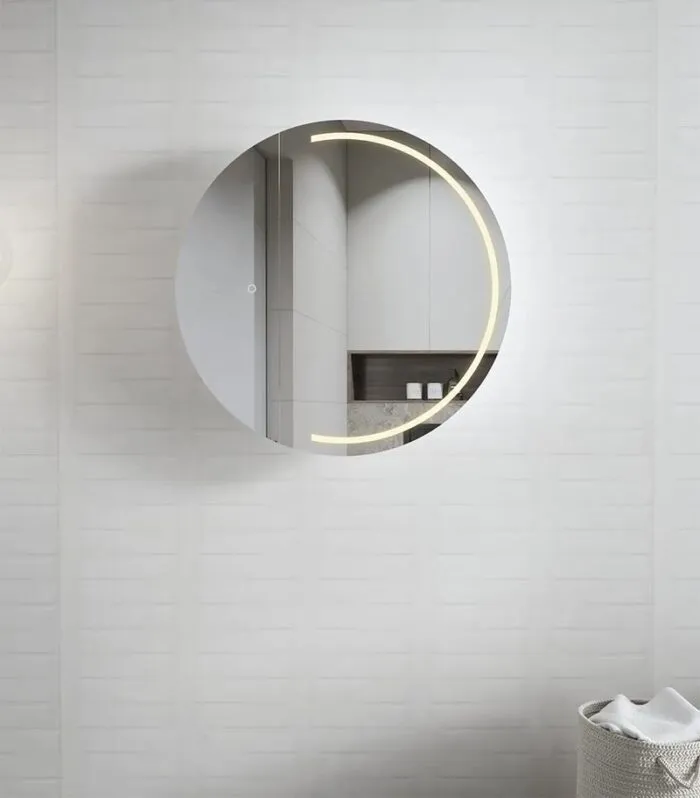 LED London 800mm Round Matt White Shaving Cabinet