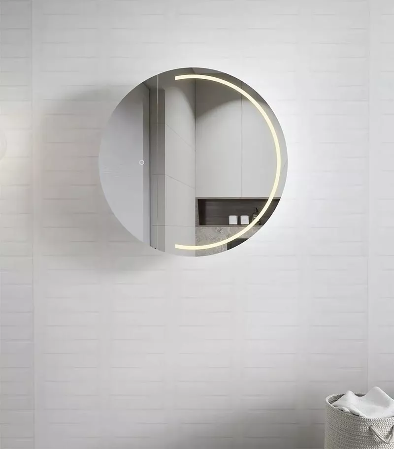 LED London 800mm Round Matt White Shaving Cabinet