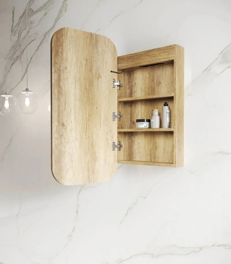 Newport LED 450 x 900mm Shaving Cabinet - Natural Oak Interior
