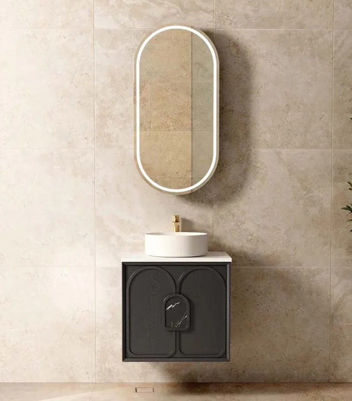 Laguna 600mm Wall Hung Vanity - Black Oak