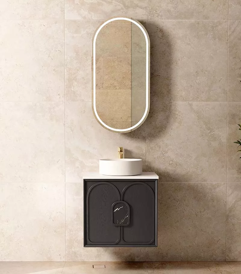 Laguna 600mm Wall Hung Vanity - Black Oak
