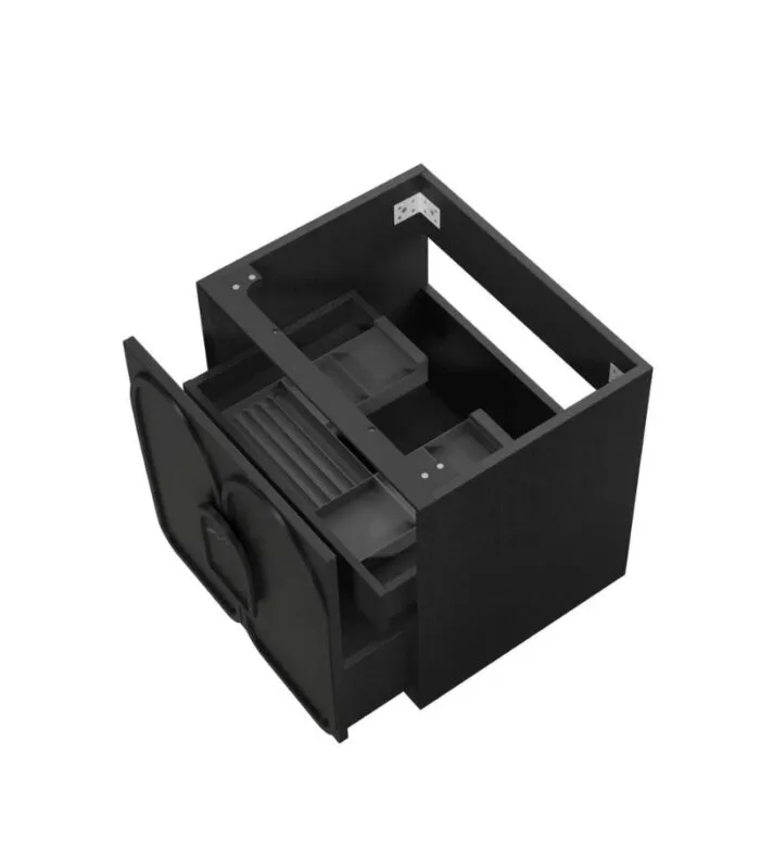 Laguna 600mm Wall Hung Vanity Cabinet - Black Oak | Interior