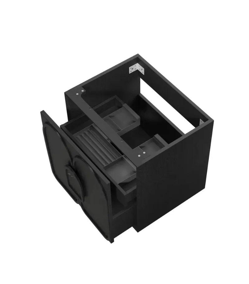 Laguna 600mm Wall Hung Vanity Cabinet - Black Oak | Interior
