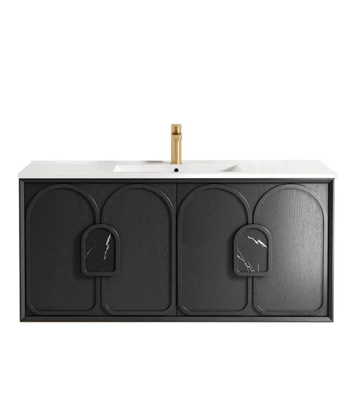 Laguna Black Oak 1200mm Wall Hung Vanity Cabinet Ceramic Top