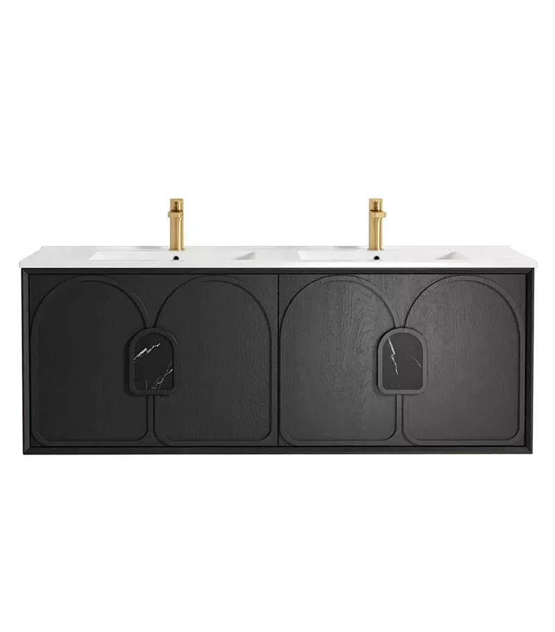 Laguna Black Oak 1500mm Wall Hung Vanity Cabinet Ceramic Top