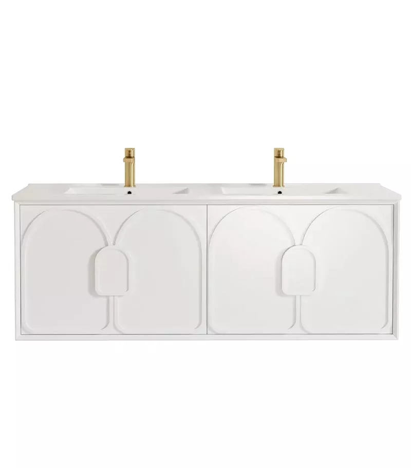 Laguna Satin White 1500mm Wall Hung Vanity Cabinet Ceramic Top