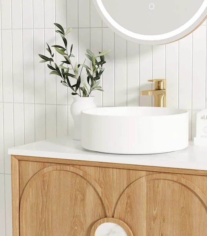 Laguna Natural American Oak 750mm Wall Hung Vanity Cabinet top view