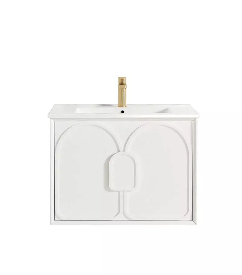 Laguna Satin White 750mm Wall Hung Vanity Cabinet + Ceramic Top