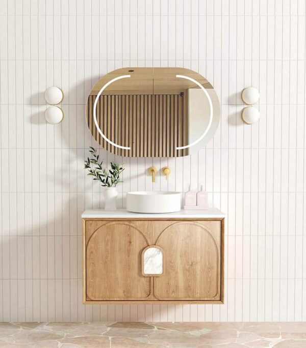 Laguna Natural American Oak 900mm Wall Hung Vanity Cabinet