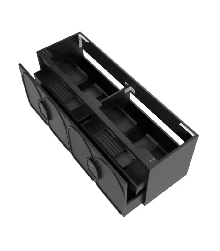 Laguna 1500mm Double Bowl Wall Hung Vanity – Black Oak | Interior